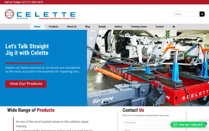 Screenshot of the Celette South Africa website